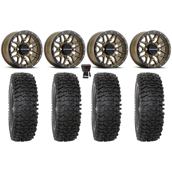 Raceline Krank 15" Wheels Bronze 37" RC500 Tires Kawasaki Mule Pro FXT