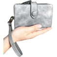 thumbnail image 4 of GHSDFBB Womens Small Bifold Leather Wallets RFID Ladies Wristlet with Card Slots id Window Zipper Coin Purse (Gray), 4 of 7