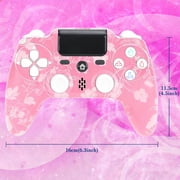 Wireless Controller Compatible with P4/P4 Slim/P4 Pro/Windows PC, Pink Cherry