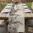 thumbnail image 4 of Beige Black Branches Table Runner 108 Inches, Botanical Dead Tree Birds Bed Runner Dresser Scarves Tabletop for Indoor Outdoor Parties/Ceremony/Banquet, 13"x 108", 4 of 9