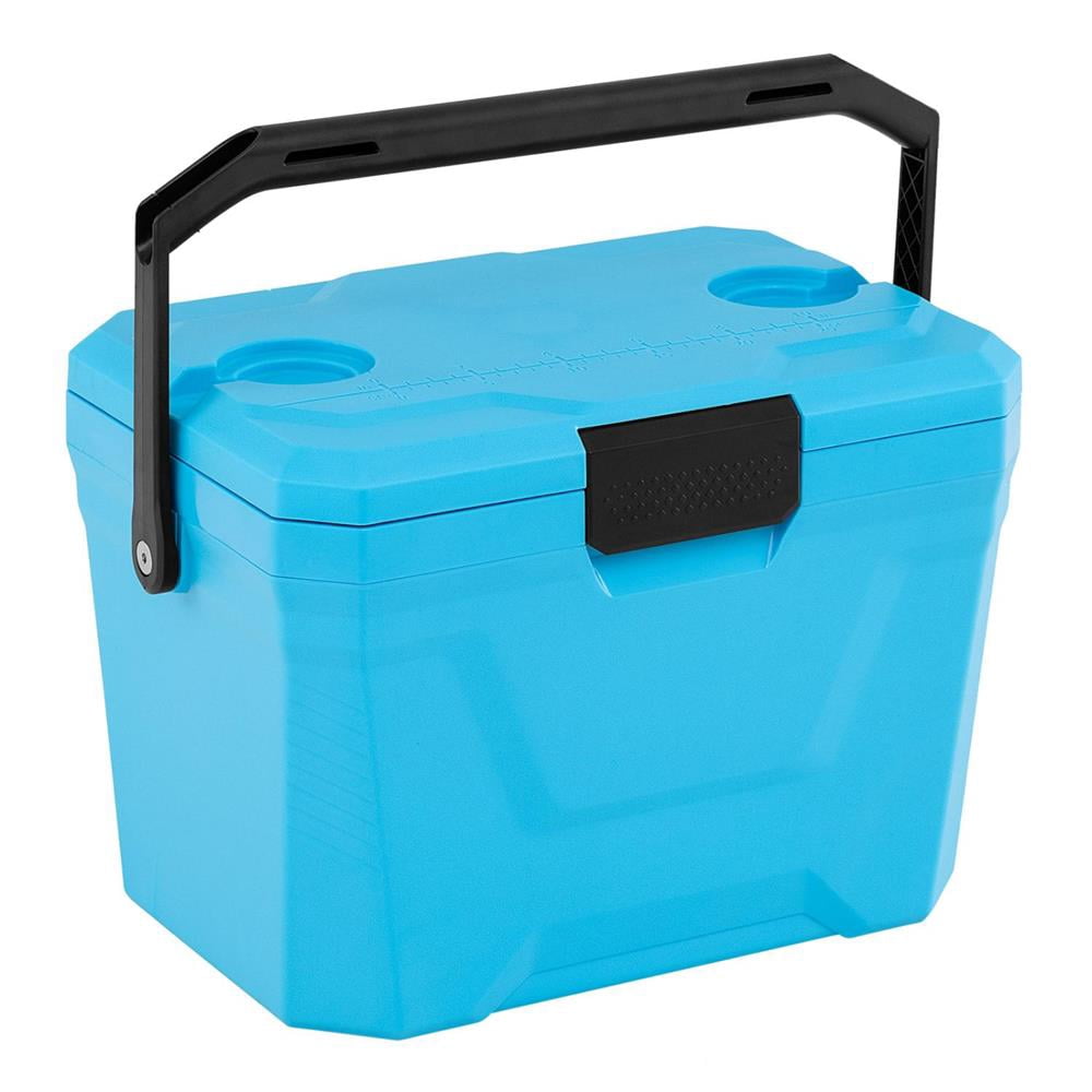 Topcobe Insulated Portable Cooler Hard Shell Ice Chest with 2 Cup Holders, Portable Water Cooler, Cooler with Wheels-Blue