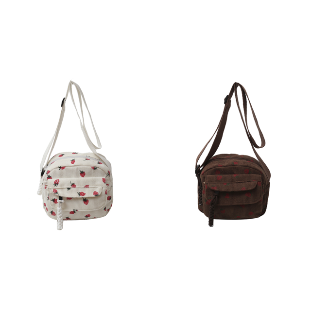 Lindo Bolso Hombro Fresa Cruzado Pana para Mujer () Blanco