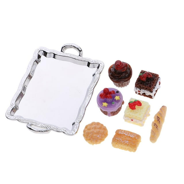HILABEE 8 Pieces/set Miniature Decoration Dessert Pastry Cakes Plate Set Kitchen