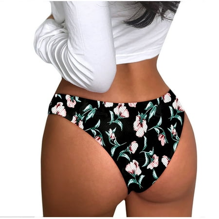 

TAIAOJING Women Thong 1 Pieces Print Lingerie Temptation Low-waist Briefs Underwear Panties Brief
