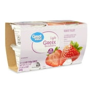 Great Value Light Greek Strawberry Nonfat Yogurt, 5.3 oz, 4 Count