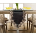 thumbnail image 3 of Gold Lace Black Table Runner - Dresser Scarf European Embroidery - Perfect for Fall Autumn Thanksgiving Kitchen Dining Room Home Decor Wedding Receptions - 14 x 108 inches - The Anyce Collection, 3 of 8