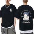thumbnail image 2 of Camisetas de algodón con estampado de gato de dibujos animados para hombre, Tops de manga corta, camisetas informales de gran tamaño, camiseta Y2K con cuello redondo, Verano, 2 of 3