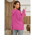 thumbnail image 3 of HOWCOME Women Casual Full Zip Up Hoodie - Comfortable Brushed Ribbed Knit Long Sleeve Sweatshirt Jacket with Pockets Rose Pink Large, 3 of 6