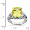 thumbnail image 2 of 925 Sterling Silver Rhodium-Plated Diamond and Checker-Cut Lemon Quartz Ring Size 7, 2 of 6