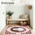 thumbnail image 3 of ODIKA 3'x5' Machine Washable Non-Slip Area Rug, Festive Snowman Holiday Bath With Vintage Floral High Traffic Rug, Pink, 628403, 3 of 7