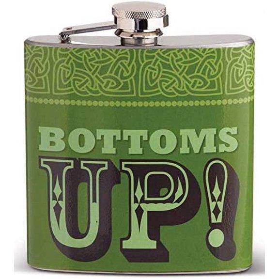 Bottoms Up! 6 oz Stainless Steel Alcohol Flask Special Celebrations and Occasions