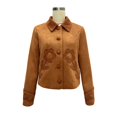thumbnail image 3 of Chaqueta Corta de de Gamuza Sintética con Parches Florales para Mujer, Abrigo de Otoño con Botones Amarillo-Marrón M, 3 of 8