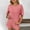 01 Pink, variant on Weiqiqre Cute Pajama Sets for Women 2 Piece Lounge Sets Striped Short Sleeve T Shirts Drawstring Shorts Matching Set