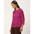 thumbnail image 6 of Moomaya Solid Tie-Up Tops For Women, Quarter Sleeves Round Neck Casual Viscose Top, 6 of 6