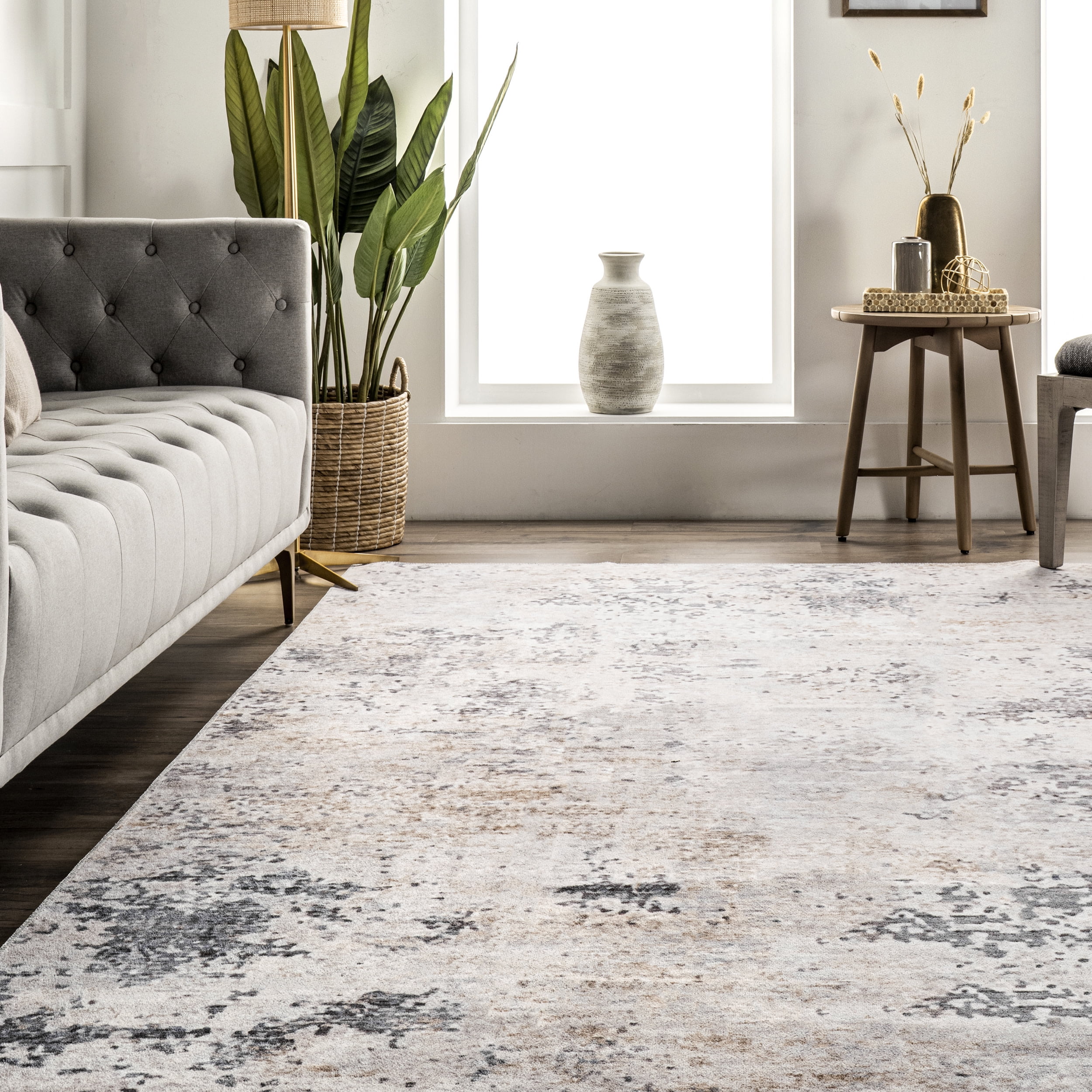 nuLOOM Danae Abstract Machine Washable Area Rug, 4' x 6', Ivory