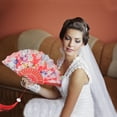 thumbnail image 5 of Unique Bargains Rose Print With Tassel Folding Fan 1 Pc For Summer Events Decorations Red, 5 of 5