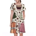 thumbnail image 1 of Balery Vintage Coffee Vestidos sueltos de manga corta para mujer, vestidos de verano 2025, vestidos casuales de corte A con vuelo., 1 of 6