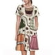 thumbnail image 1 of Fotbe Vintage Coffee Vestido Largo de Moda para Mujer, Vestido Tipo Camiseta con Manga Corta y Estilo Casual a Rayas y Bloques de Color, 1 of 6