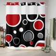 thumbnail image 6 of No Hook Shower Curtain with Built-in Rings - Abstract Modern Washable Waterproof Fabric Bathroom Curtains for Hotel,Rentals, 72 X 78 Inch Long , Geometric Circle Red Black White, 6 of 9