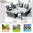 thumbnail image 2 of Ovios 8 Pieces Outdoor Patio Furniture with Swivel Chairs Wicker Patio Sectional Sofa with Loveseat for Backyard, 2 of 6