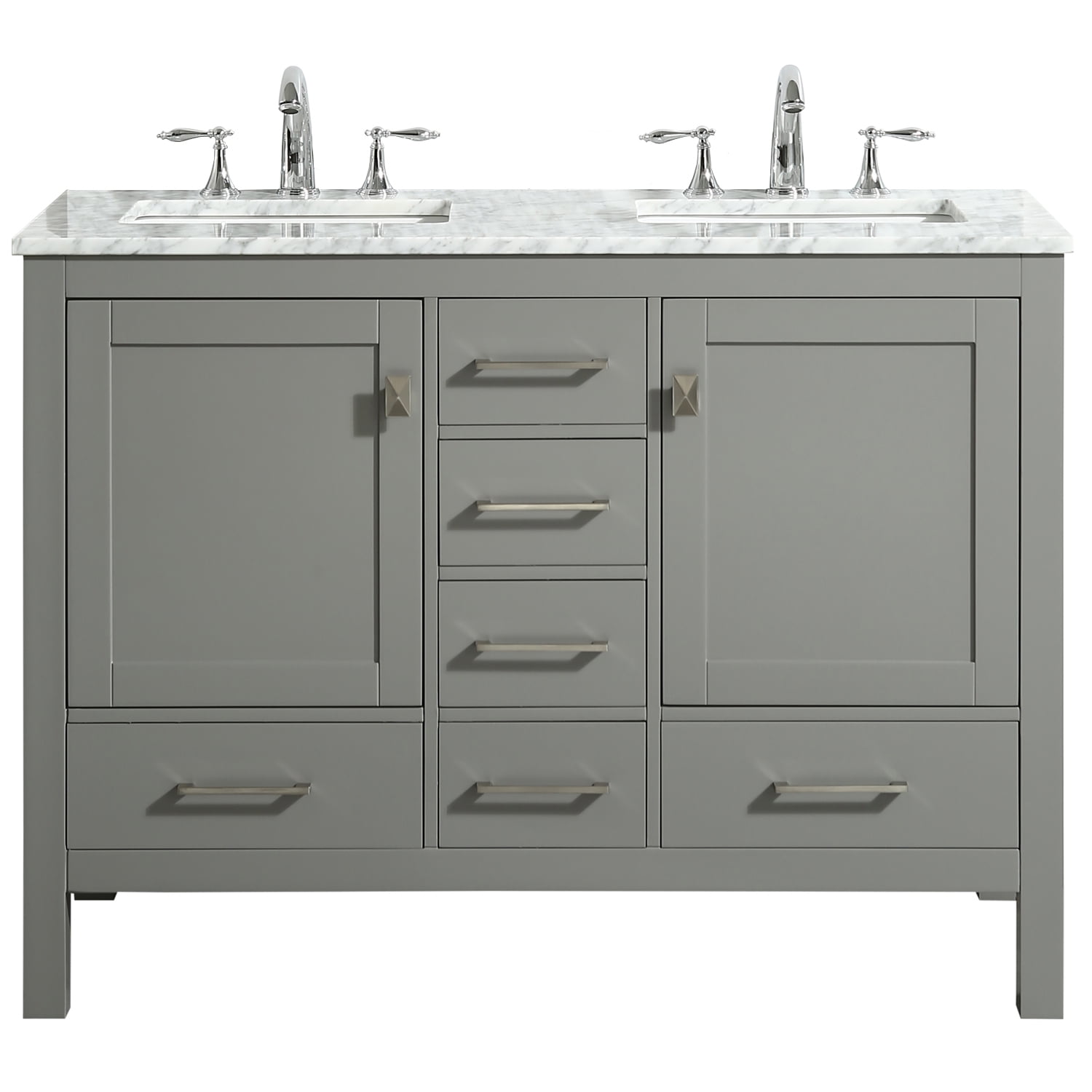 Eviva Aberdeen 48 Transitional Gray Bathroom Vanity With White