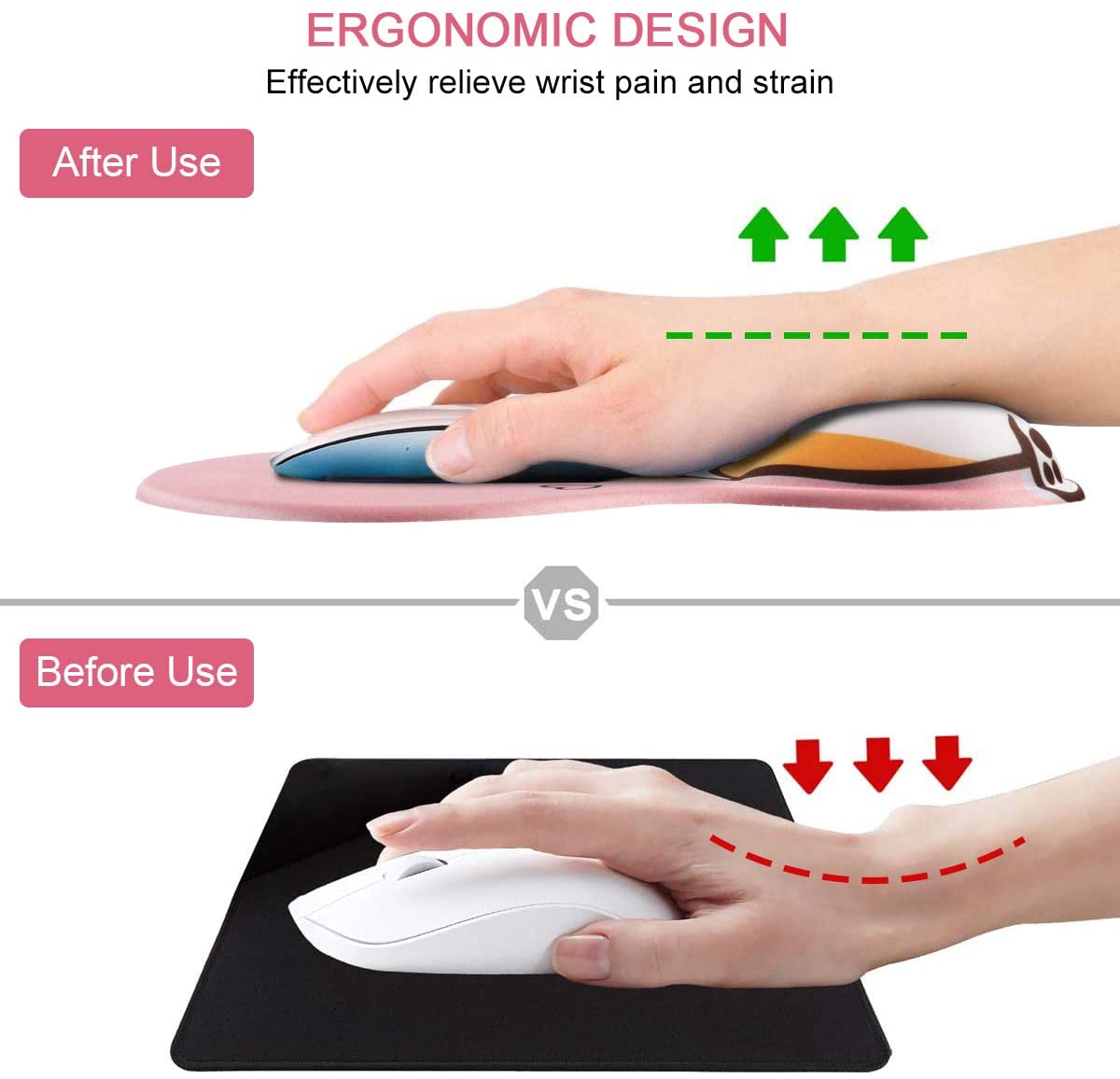 Tapis De Souris Avec Repose-poignet Ergonomique – Coussin En Gel Souple, Base Antidérapante, 230x180 Mm