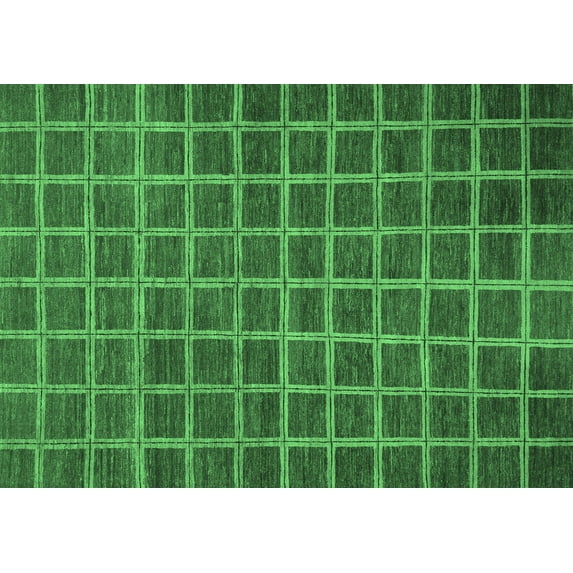 Ahgly Company Indoor Rectangle Checkered Emerald Green Modern Area Rugs, 7' x 10'