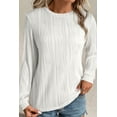 thumbnail image 3 of Classic Round Neck Top: Textured Wavy Fabric - White, 3 of 12