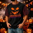 thumbnail image 4 of DORKASM Mens Halloween Shirts Short Sleeve Pumpkin Trendy Tshirt Round Neck Skeleton Funny Print 2026 T Shirt Spooky Vacation Loose Tops Black 2XL, 4 of 7