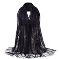 thumbnail image 2 of GZWYHT Shawl Wraps,Silk Scarf Women Lace Hijab Scarf Long Hijabs Scarves Muslim Scarf Hijab Hijab Shawl Shawl,Scarves for Women Lightweight,Shawls And Wraps Black, 2 of 4
