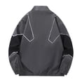 thumbnail image 3 of Iyufng Mens Stand Collar Reflective Line Color Block Track Jacket Full Zip Rib Cuff Vintage Street Windproof Athletic Coat, 3 of 8