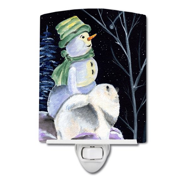 Caroline's Treasures SS8557CNL Snowman with Keeshond Ceramic Night Light, 6x4x3", multicolor