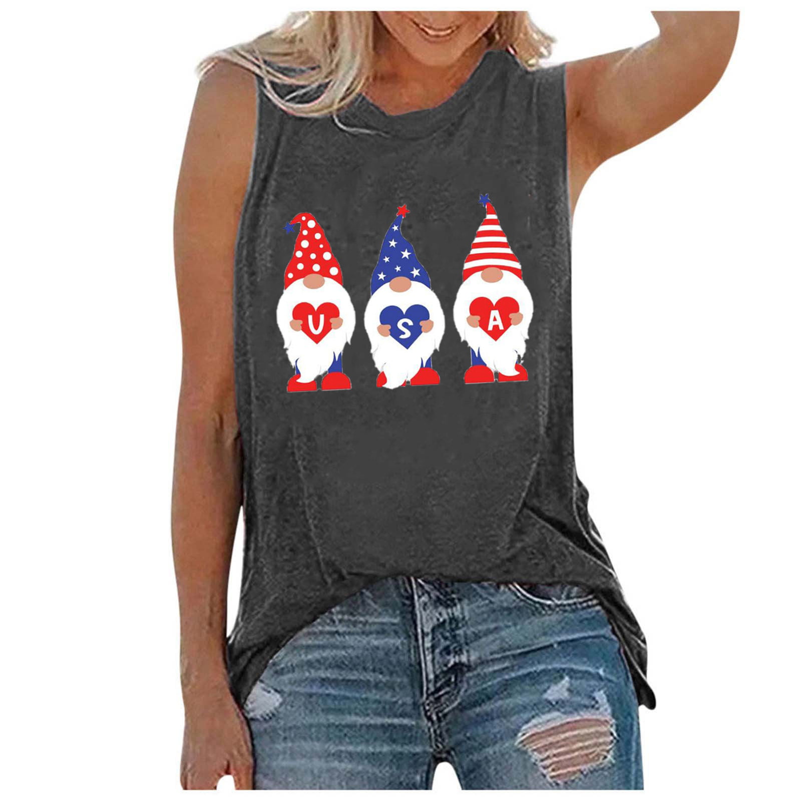 Independence Day 4th of July flag -Unisex Tank Top Patriotic Vaccinated wblue box