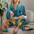 thumbnail image 6 of Saiise Cute Animal Party Print Women Soft Pajama Sets,Long Sleeve Sleepwear Button Up 2-Piece Pjs Lounge Sets-Medium, 6 of 7