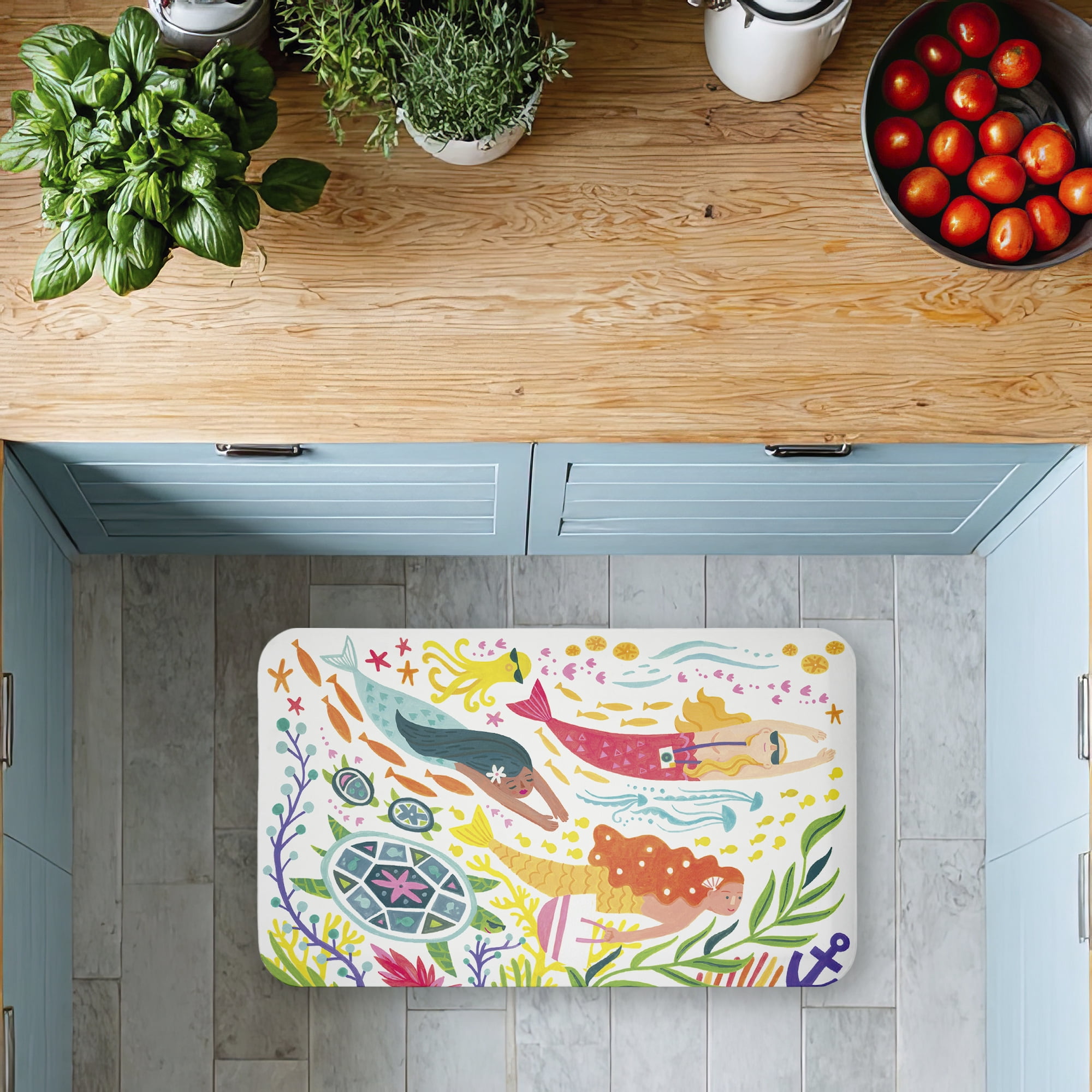 Stupell Industries Swimming Mermaids & Merman Printed Anti-Fatigue Floor Mat, design by Irene Chan