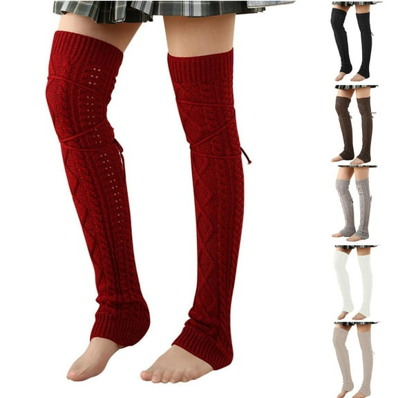 QLEICOM Leg Warmers,Socks for Women,Women Solid Color Knit Leg Warmers That Extend Over The Knee for Leg Coverage Stretchy Boot Socks Ideal for Cold Weather Fashion and Boot Wear Khaki