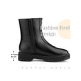 thumbnail image 6 of BLISSFUL STEP Women's Chunky Heel Ankle Boots Front Zipper Faux Leather Platform Booties Black 5.5, 6 of 7