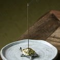 thumbnail image 4 of Metal Turtle Incense Burner Holder for Slender Sticks - Compact Brown and Golden Ornament for Home or Office Use, 4 of 6