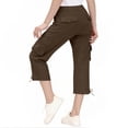 thumbnail image 5 of GHNJK Girls' Cargo Capri Pants with Drawstring Cuffs Elastic High Waist Casual Trousers for Summer, 5 of 7