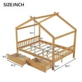 thumbnail image 6 of EUROCO Full Size House Bed with Two Drawers for Kids, Solid Wood Platform Bed for Living Room, Natural, 6 of 10