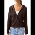 thumbnail image 1 of Sudadera de Punto Corta con Cremallera para Mujer, Sudadera con Capucha para Otoño e Invierno, Abrigo Estilo Y2K de los Años 90, Ropa de Calle. Color Café M, 1 of 7