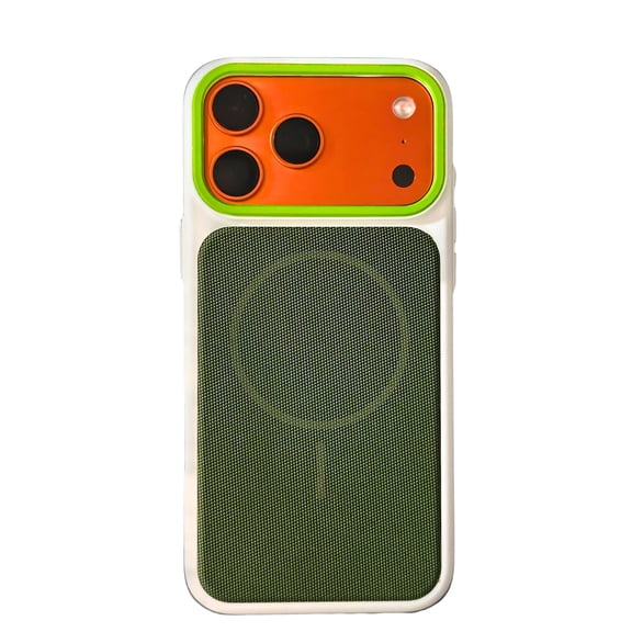 Magnetic Fabric Case for iPhone 17e / 16e with Card Holder, Ultra Slim Shockproof Phone Case, Soft Silicone Bumper Protective Cover, Built-in 1 Card Slot, Anti-Scratch Grip Friendly, Whitegreen