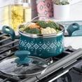 thumbnail image 2 of Spice by Tia Mowry - Nonstick Ceramic 3QT Teal Aluminum Dutch Oven with Steamer, 2 of 9