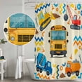 thumbnail image 5 of 60x72 Inch Shower Curtains for Bathroom, Yellow Cartoon Truck Fabric Bath Curtain Decor, Cute Engineering Vehicle Waterproof Restroom Curtains Shower Set Accessories with 12 Hooks 60 Inch, 5 of 7