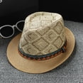 thumbnail image 2 of LRen Women Tea Party Hats Style Sun Hat for Men and Women British Travel Jazz Cap with Bohemian Summer Beach Sun Hat Coffee, 2 of 6