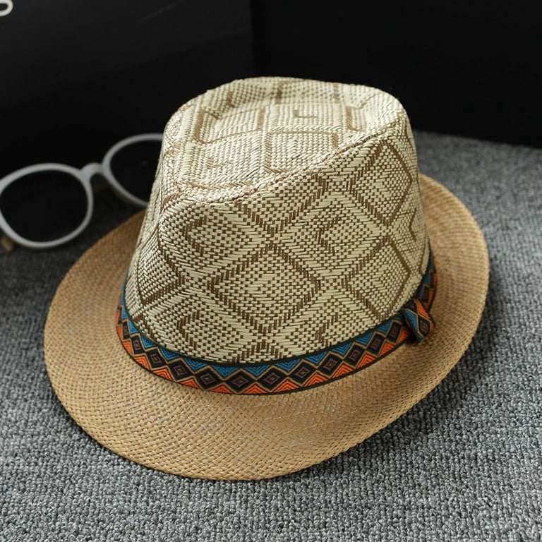 Discount！Fdelink Sun Hat Sun UV Protection Hat Men and Women Retro Jazz Hat  Bohemian Style British Sun Hat Travel Sun Hat Coffee 