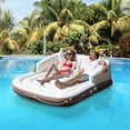 Costway Inflatable Pool Float Summer Swimming Island with Retractable ...