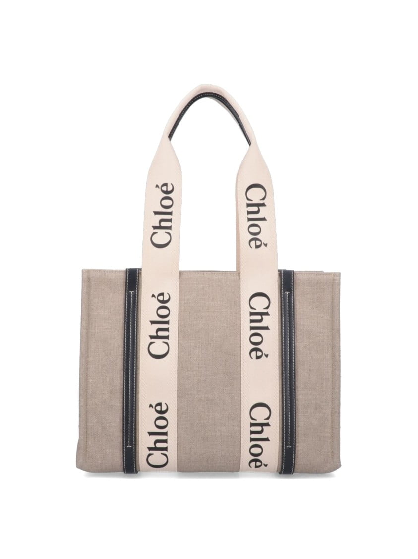Chloe Small Undone Straps Canvas Sand Woody Tote Bag