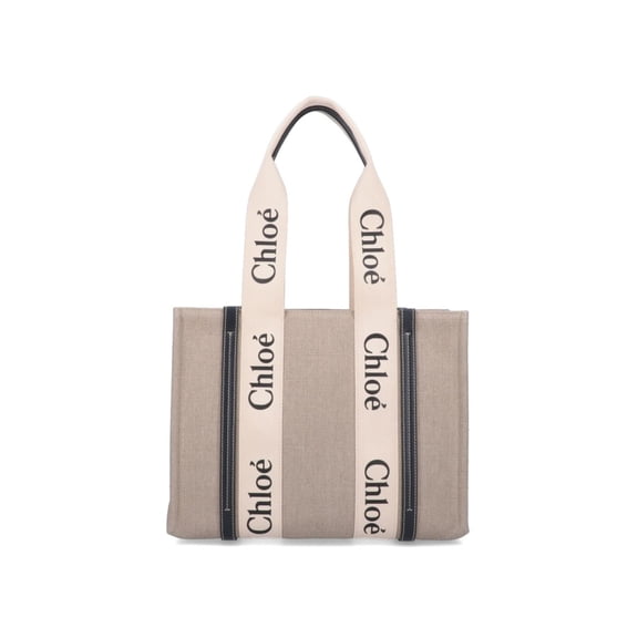 Chloé Women's "Woody" Tote Bag Beige Neutrals
