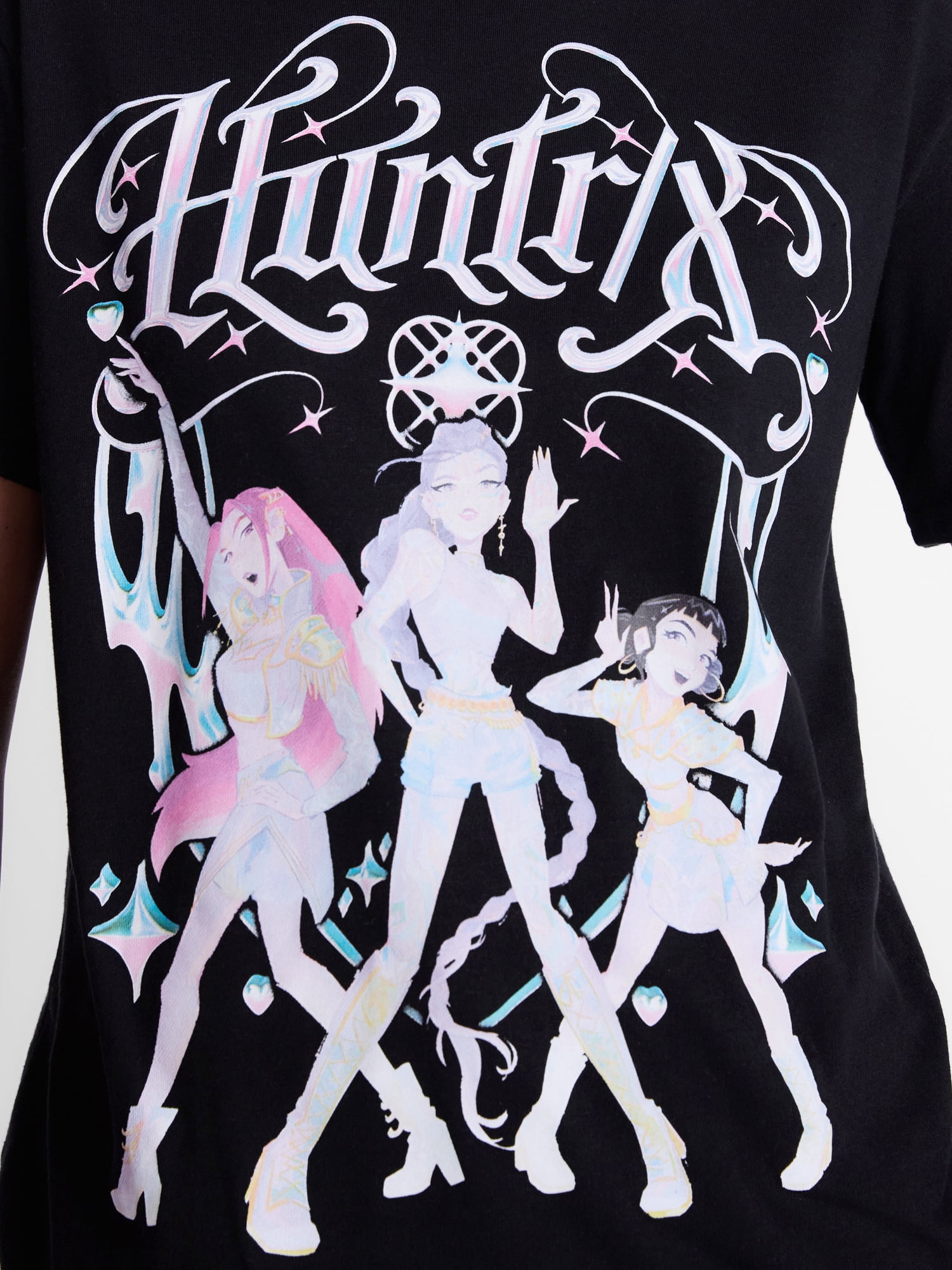 K-Pop Demon Hunters Women's Huntrix Graphic Tee with Short Sleeves, Sizes XXS-XXL